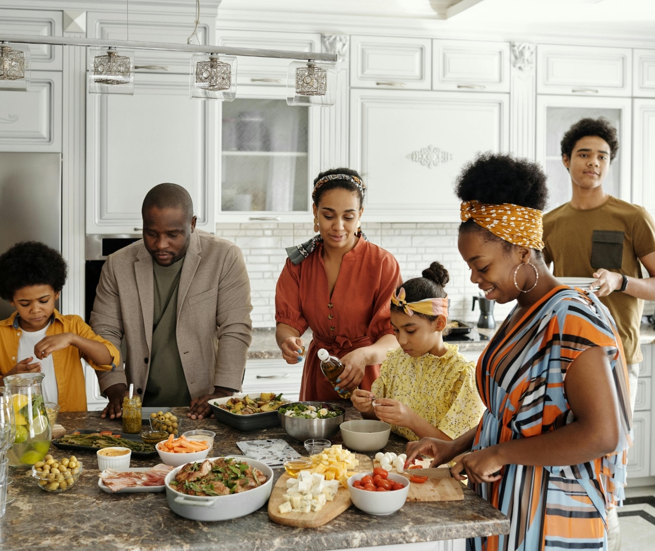 family gathering in the kitchen